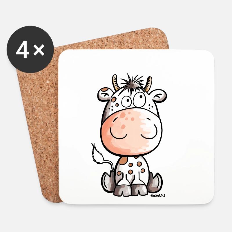 Mooo Kuh - Kalb - Kühe - Tiere - Comic - Fun - Untersetzer (4er-Set) - Weiß