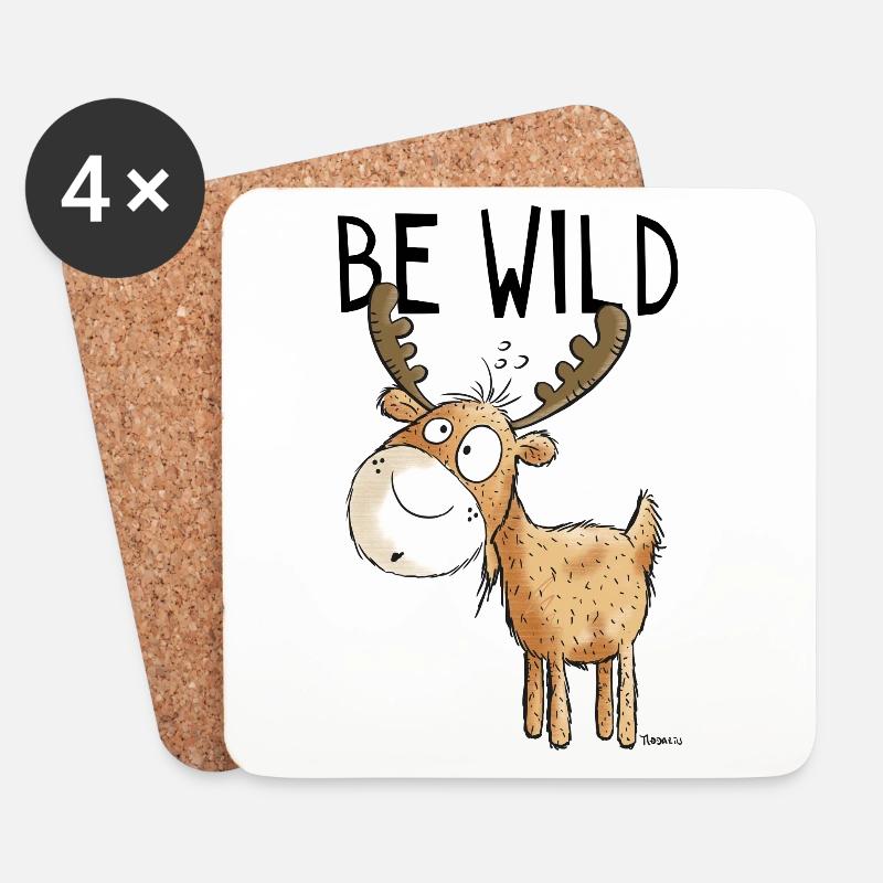 Be Wild Elch - Elche - Hirsch - Reh - Geschenk - Untersetzer (4er-Set) - Weiß