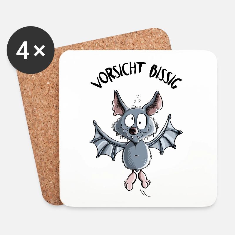 Vorsicht Bissig Fledermaus - Untersetzer (4er-Set) - Weiß