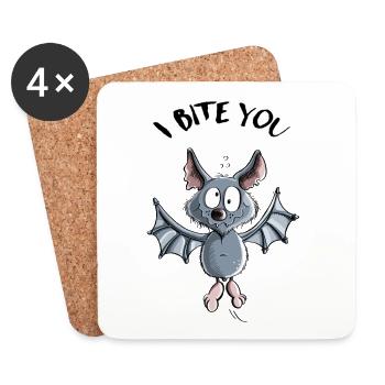 I Bite You Fledermaus - Comic - Untersetzer (4er-Set) - Weiß - Vorne