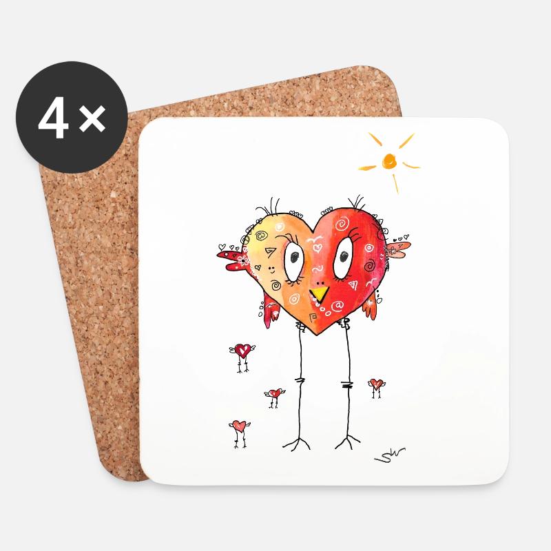 Happy heart - Untersetzer (4er-Set) - Weiß