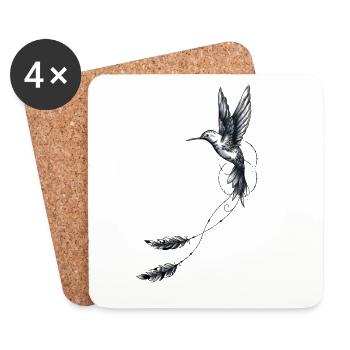hummingbird feathers geometry - Coasters (set of 4) - white - Front