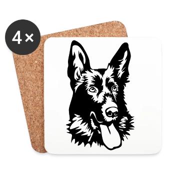 German shepherd head - Coasters (set of 4) - white - Front