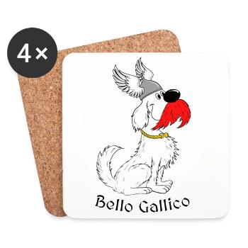 "Bello Gallico - the Gallic dog" - Coasters (set of 4) - white - Front