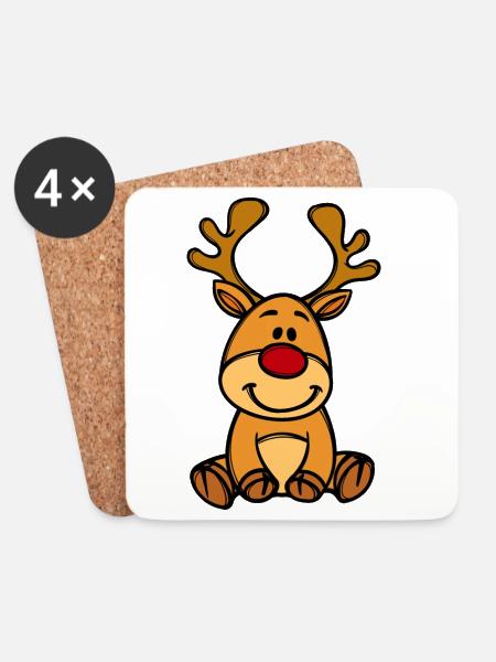 Rudolf Weihnachten Rentier - Untersetzer (4er-Set) - Weiß