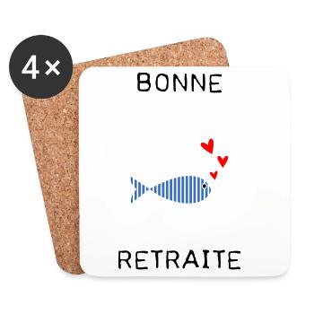 RETRAITE. BONNE RETRAITE. JOYEUSE RETRAITE - Dessous de verre (lot de 4) - blanc - Devant