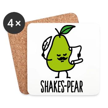 Shakes-Pear, Shakespeare Funny Pear Pun - Dessous de verre (lot de 4) - blanc - Devant
