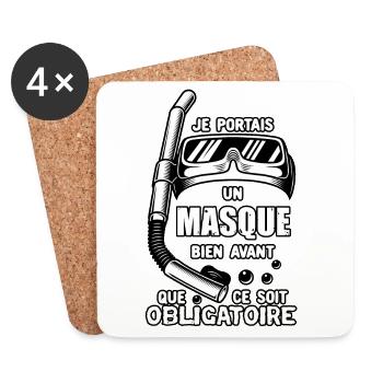 Je portais un masque bien avant - Dessous de verre (lot de 4) - blanc - Devant