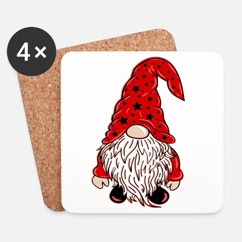 Weihnachts Wichtel Xmas Gnom - Untersetzer (4er-Set) - Weiß
