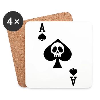 skull and ace of spades - Coasters (set of 4) - white - Front