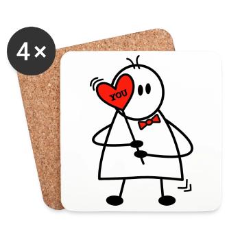 Valentinstag Lovestory Boy mit Herz I love you - Untersetzer (4er-Set) - Weiß - Vorne