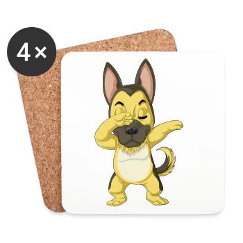 Dabbing German Shepherd - Coasters (set of 4) - white - Front