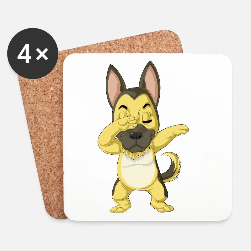 Dabbing Deutscher Schäferhund - Untersetzer (4er-Set) - Weiß