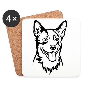 Australian Cattle Dog Head - Coasters (set of 4) - white - Front