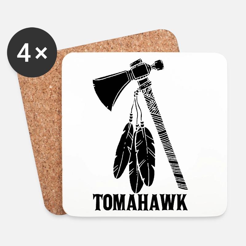 schwarzer Tomahawk - Untersetzer (4er-Set) - Weiß