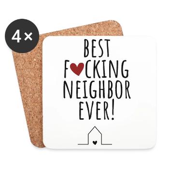 Best Neighbor & Neighbor / Friend Gift - Coasters (set of 4) - white - Front