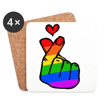 Rainbow Heart Love Peace Passion - Coasters (set of 4) - white - Front
