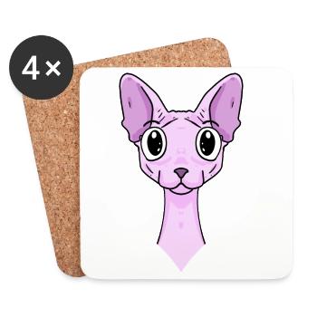 Sphynx Head Cat Cat Owner - Coasters (set of 4) - white - Front