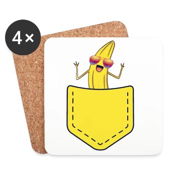 Banane fraîche - Dessous de verre (lot de 4) - blanc - Devant