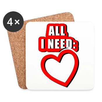 All i need is Heart (Vectorgraphic) - Coasters (set of 4) - white - Front