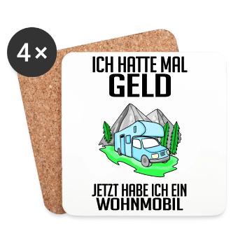 Wohnmobil Wohnwagen Campen Camping - Untersetzer (4er-Set) - Weiß - Vorne
