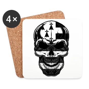 Tête de mort Gwenn Ha Du - Dessous de verre (lot de 4) - blanc - Devant