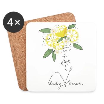 Lady lemon Lineart Design - Dessous de verre (lot de 4) - blanc - Devant
