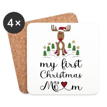 Mon premier Noël en tant que maman - Dessous de verre (lot de 4) - blanc - Devant