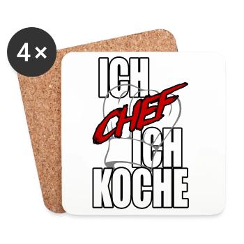 I Chef Je cuisine Chef Chapeau de Chef - Dessous de verre (lot de 4) - blanc - Devant