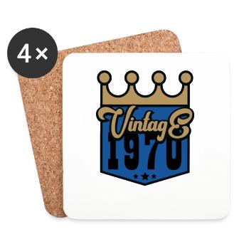 Né en 1970 53e anniversaire - Dessous de verre (lot de 4) - blanc - Devant