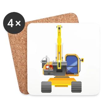 Gelber Bagger von vorne - Untersetzer (4er-Set) - Weiß - Vorne
