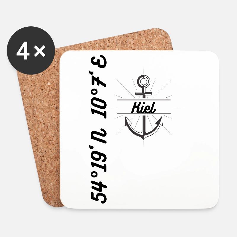 Kiel Koordinaten Design Maritim - Untersetzer (4er-Set) - Weiß