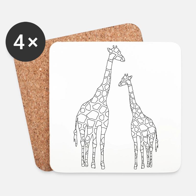 Giraffen Liebe - Untersetzer (4er-Set) - Weiß