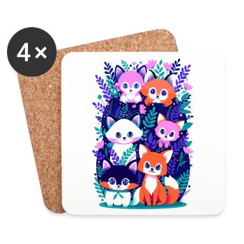 Cute foxes - Coasters (set of 4) - white - Front