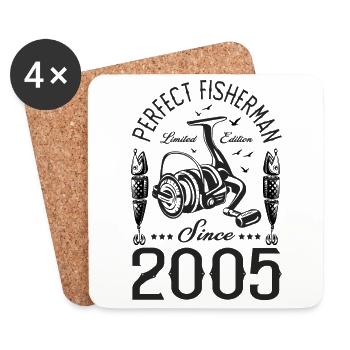 2005 anniversary 18 years gift fishing fisherman - Coasters (set of 4) - white - Front