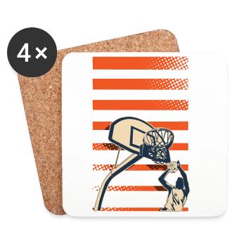 Joueurs de basket-ball - Dessous de verre (lot de 4) - blanc - Devant
