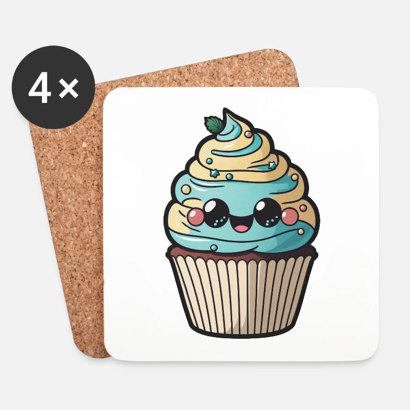 Cute Cupcake Muffin - Untersetzer (4er-Set) - Weiß
