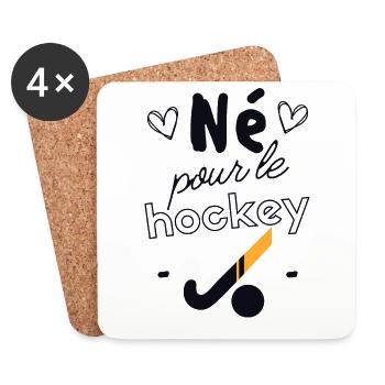 Né pour le hockey - Dessous de verre (lot de 4) - blanc - Devant