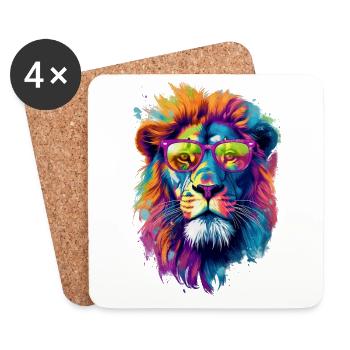 Lion - Dessous de verre (lot de 4) - blanc - Devant