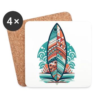 Planche de surf - Dessous de verre (lot de 4) - blanc - Devant