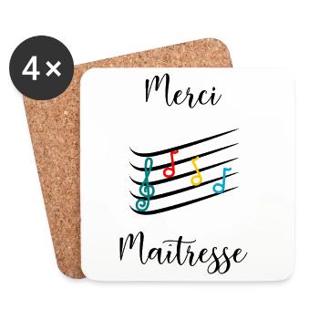 MAÎTRESSE. MERCI. MERCI MAÎTRESSE. - Dessous de verre (lot de 4) - blanc - Devant