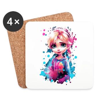 Jolie fille - Dessous de verre (lot de 4) - blanc - Devant
