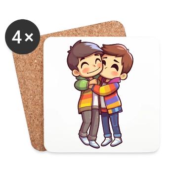 Deux garçons fiers | Communauté LGBTQ+ - Dessous de verre (lot de 4) - blanc - Devant