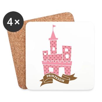 Burg Prinzessin Märchen Mädchen Schloss Punkte Dot - Untersetzer (4er-Set) - Weiß - Vorne