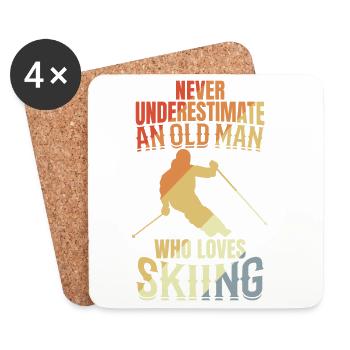 Never underestimate an old skier - Coasters (set of 4) - white - Front