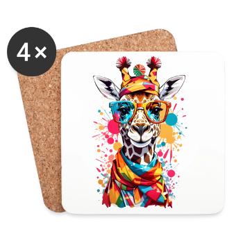 Coole Giraffe - Untersetzer (4er-Set) - Weiß - Vorne
