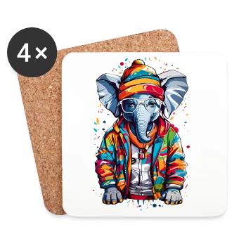 Cool Elephant - Coasters (set of 4) - white - Front