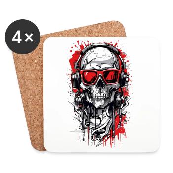 Coole Totenkopf - Untersetzer (4er-Set) - Weiß - Vorne