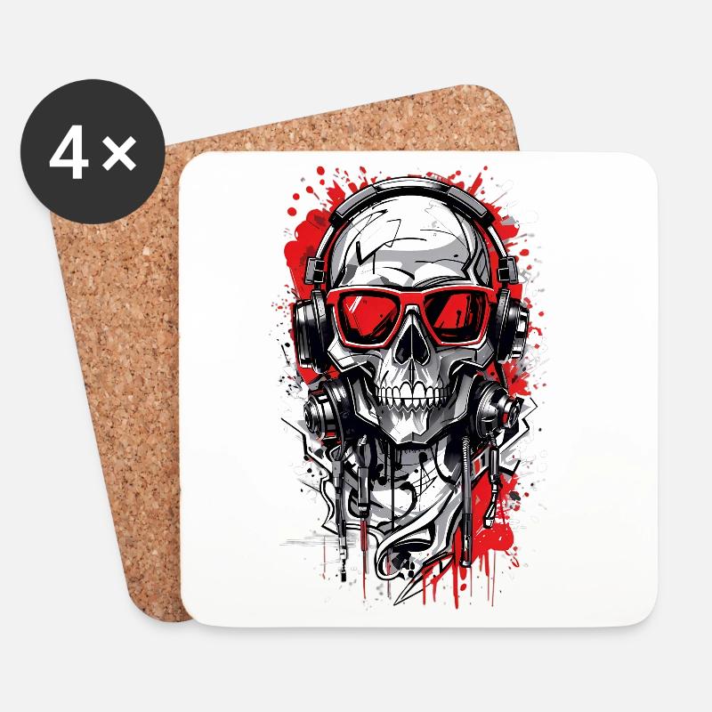 Coole Totenkopf - Untersetzer (4er-Set) - Weiß