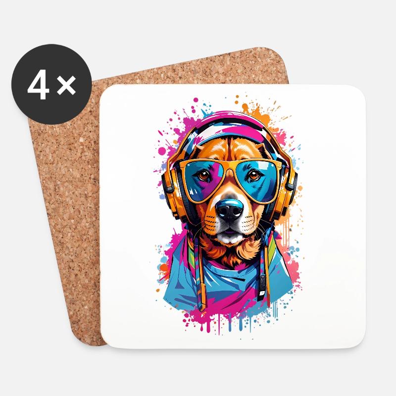 Coole Hund - Untersetzer (4er-Set) - Weiß